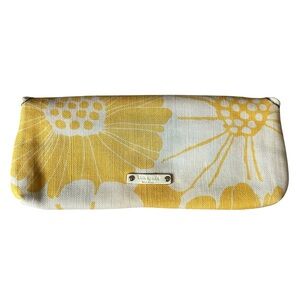 Kate Spade Bloomington Mirra yellow floral canvas fold over clutch sunflower
